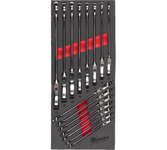 Ложемент с комбинированными ключами с трещоткой и шарниром Milwaukee MAX BITE 15 ед. 4932479829 1