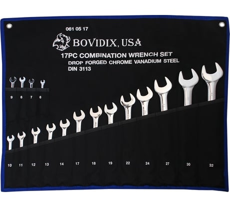 Набор комбинированных ключей BOVIDIX 6-32 мм, 17 предметов, в скрутке 0610517