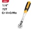 Ключ-трещотка DELI dl2324 1/4" 150 мм, двухкомпонентная рукоять, 72 зуба, шестерня Cr-Mo, быстросъемная 104465 7