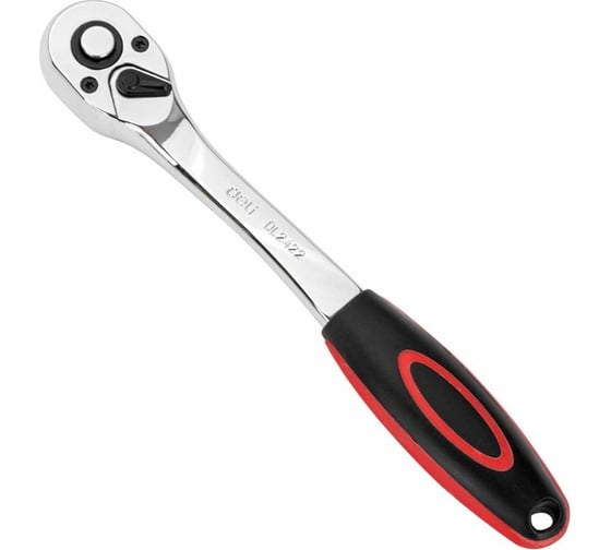 Ключ-трещотка DELI DL2422 3/8" 200 мм, двухкомпонентная рукоять, 72 зуба, шестерня Cr-Mo, быстросъемная 104475 1