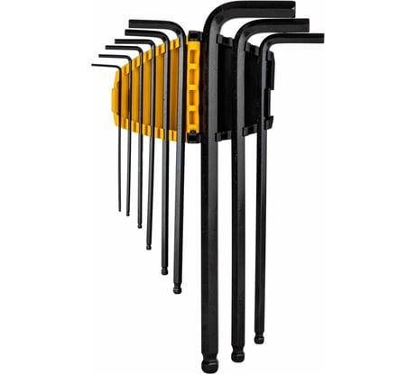 Набор сверхдлинных шестигранных ключей с шаром DELI dl232309h материал Cr-V, 1,5, 2, 2,5, 3, 4, 5, 6, 8, 10 мм, пластиковый держатель, 9 шт. 104514