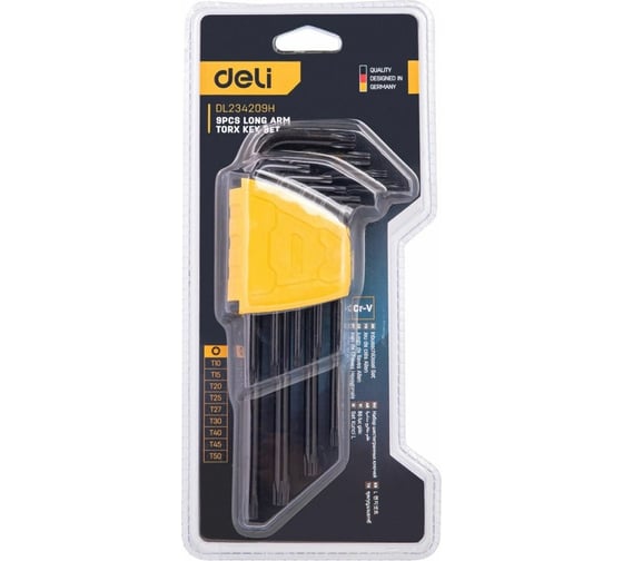 Набор шестигранных удлиненных ключей DELI torx dl234209h материал Cr-V, 9 шт. 104515