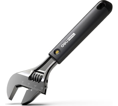 Разводной ключ DELI Home Series Black HT1508 200 мм, Soft Touch рукоять, лазерная гравировка шкалы, эксклюзивный дизайн, подарочная упаковка 104610