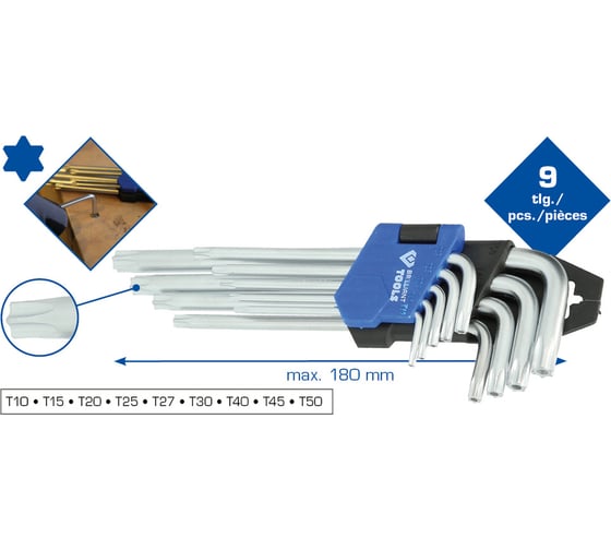 Набор угловых ключей Brilliant Tools Torx в откидном держателе, 9 предметов BT044009