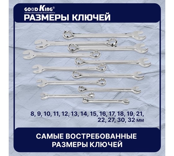 Набор рожково-накидных ключей GOODKING 14 предметов KRN-10018