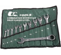 Набор накидных ключей с трещоткой Dreamcar зеленый, 6-19, 11 шт. DC-000-0694143