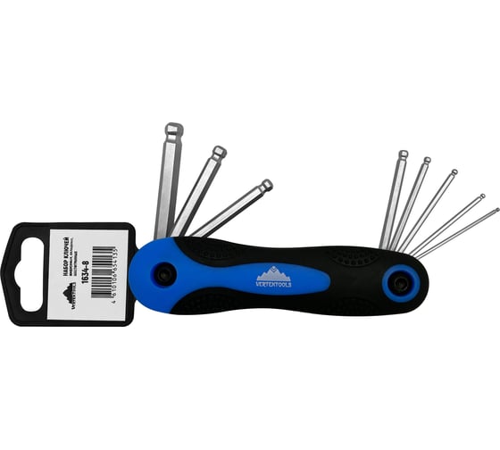 Набор имбусовых складных шестигранных ключей vertextools 1.5–8, 8 предметов 1634-8