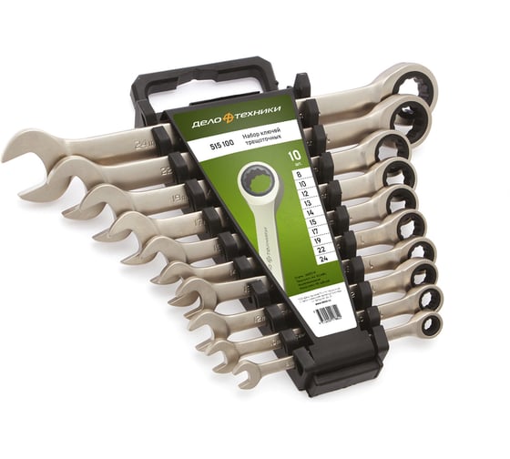 Набор ключей Дело Техники комбинированных трещоточных 10 шт., холдер 515100 1