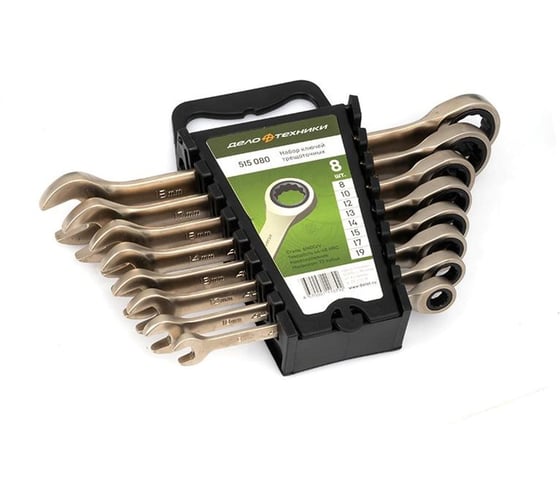 Набор ключей Дело Техники комбинированных трещоточных 8 шт., холдер 515080 1