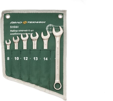 Набор ключей Дело Техники комбинированных 6 штук, планшет тетрон. 511061