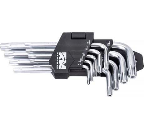 Набор шестигранных коротких ключей REDMARK Torx Т10, Т15, Т20, Т25, Т27, Т30, Т40, Т45, Т50, 9 шт. RM92202