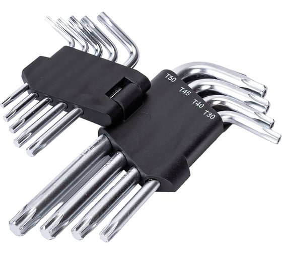 Набор шестигранных коротких ключей REDMARK Torx Т10, Т15, Т20, Т25, Т27, Т30, Т40, Т45, Т50, 9 шт. RM92202