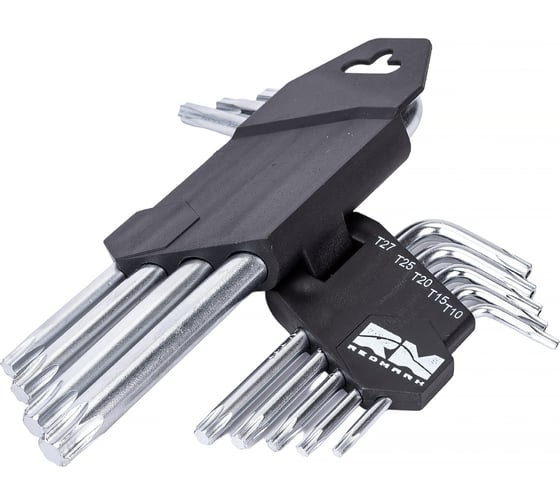 Набор шестигранных коротких ключей REDMARK Torx Т10, Т15, Т20, Т25, Т27, Т30, Т40, Т45, Т50, 9 шт. RM92202