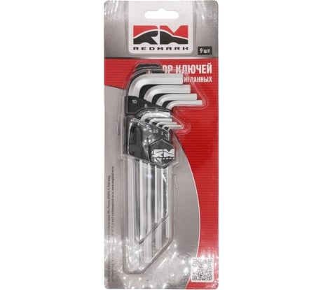 Набор шестигранных ключей REDMARK 1.5, 2, 2.5, 3, 4, 5, 6, 8, 10 мм, 9 шт. RM91101