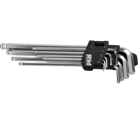 Набор удлиненных шестигранных ключей с шаром REDMARK 1.5, 2, 2.5, 3, 4, 5, 6, 8, 10 мм, 9 шт. RM93303