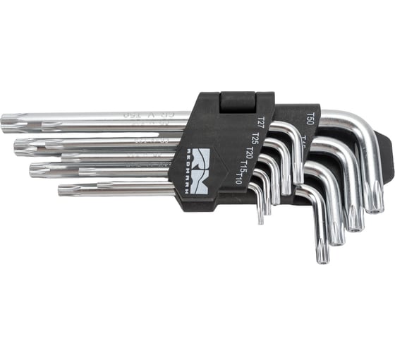 Набор шестигранных ключей REDMARK Torx Т10, Т15, Т20, Т25, Т27, Т30, Т40, Т45, Т50, 9 шт. RM92201