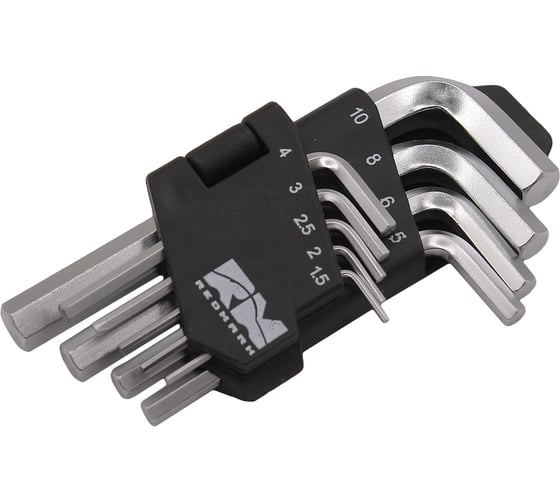 Набор коротких шестигранных ключей REDMARK 1.5, 2, 2.5, 3, 4, 5, 6, 8, 10 мм, 9 шт. RM91102