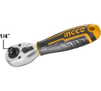 Трещоточный короткий ключ INGCO INDUSTRIAL 1/4"+ 3/8"  HRTH081438