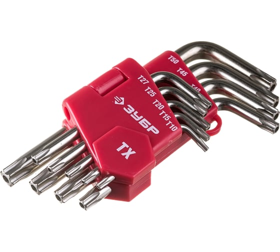 Набор имбусовых коротких ключей TORX Т10-Т50, 9 шт ЗУБР МАСТЕР 27462-1_z02