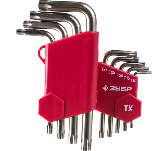 Набор имбусовых коротких ключей TORX Т10-Т50, 9 шт ЗУБР МАСТЕР 27462-1_z02