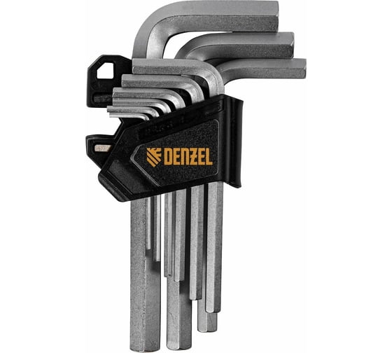 Набор имбусовых ключей Denzel HEX 2-12 мм, CRV, 9 шт. 12367