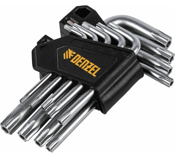 Набор имбусовых ключей Denzel Torx-tempered, TT10-50, CRV, 9 шт. 12370