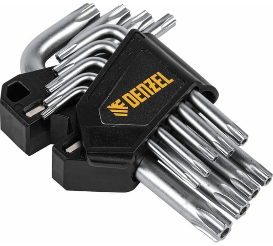 Набор имбусовых ключей Denzel Torx-tempered, TT10-50, CRV, 9 шт. 12370