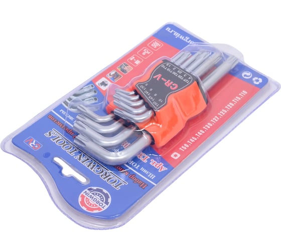 Набор ключей TORGWIN TORX T10-T50, 9 предметов, Cr-V сталь T324208