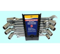 Набор комбинированных ключей TLX MT15003P рожковый, торцевой шарнирный, 8-19 мм, CrV, 8 шт. 73078