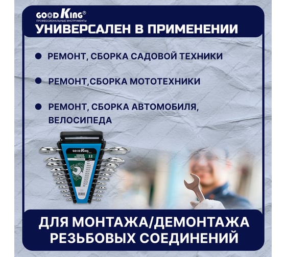 Набор рожковых ключей GOODKING 12 предметов RK-10012