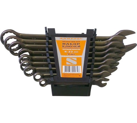 Набор комбинированных ключей SANTOOL 6-22 мм черный никель 9 предметов 031654-906-022