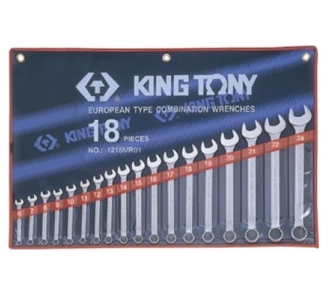 Набор комбинированных ключей 6-24мм, 18шт KING TONY 1218MR01