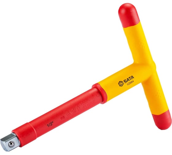 Вороток Sata 1/2" Sata рукоятка 200мм, изолированный, Т-образный 12984