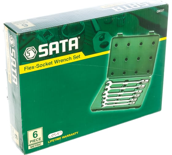Набор ключей с шарнирными торцевыми наконечниками 6шт Sata 09037