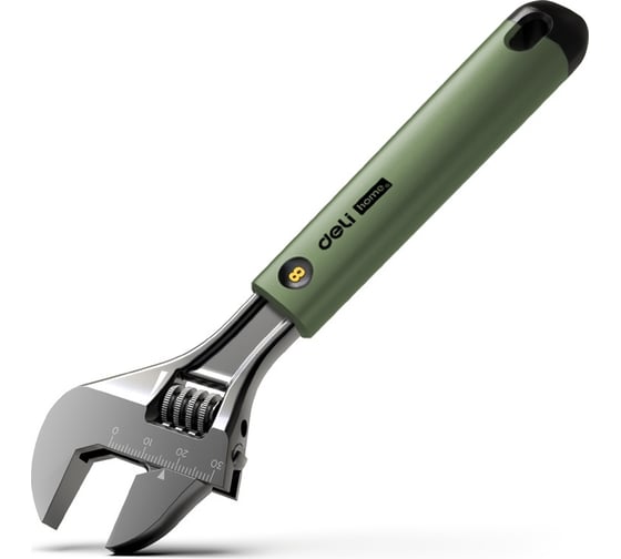 Разводной ключ DELI Home Series Green HT1508L 200 мм, Soft Touch рукоять, лазерная гравировка шкалы, эксклюзивный дизайн, подарочная упаковка 112880 1