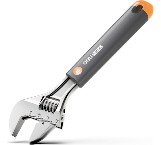 Разводной ключ DELI Home Series Gray HT1508c 200 мм, Soft Touch рукоять, лазерная гравировка шкалы, эксклюзивный дизайн, подарочная упаковка 112881 1