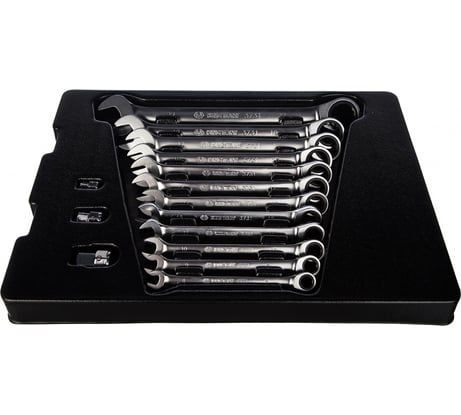 Набор трещоточных комбинированных ключей (ложемент, 15 предметов) KING TONY 9-10115MR