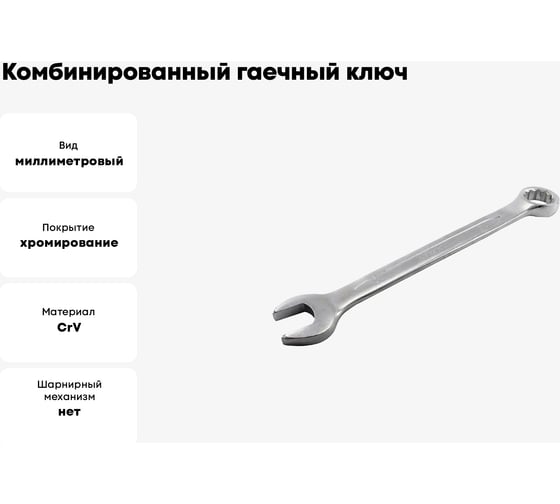 Комбинированный гаечный ключ Hortz 28x28 мм, хромированный, HOR 1022235