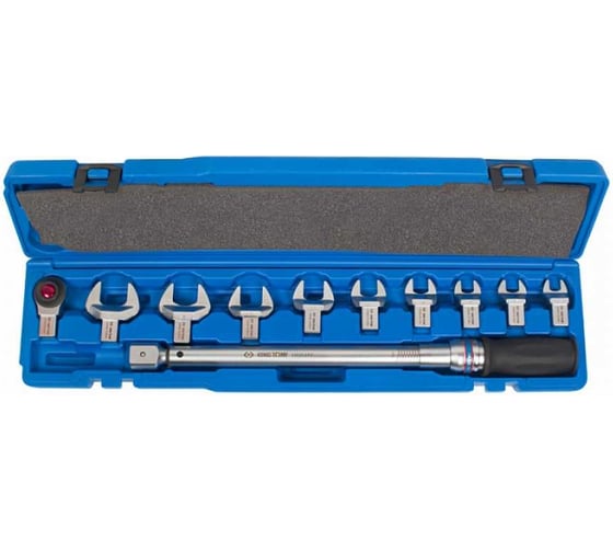 Динамометрический ключ KING TONY 345202D11MR 1/2", 13-30 мм, 40-200 Нм, кейс, набор рожковых насадок