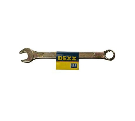 Комбинированный гаечный ключ DEXX желтый цинк 19 мм 27017-19