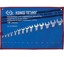Набор комбинированных ключей (10-32 мм, чехол из теторона, 14 предметов) KING TONY 1214MRN01