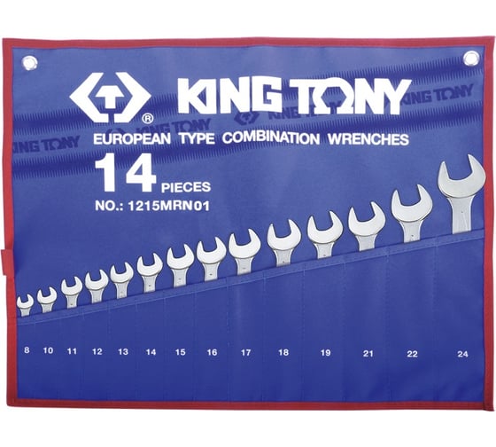 Набор комбинированных ключей, 8-24мм, чехол из теторона, 14шт KING TONY 1215MRN01 1