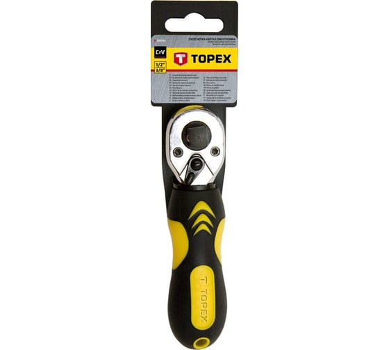 Короткая двойная трещотка TOPEX 1/2" х 3/8", 175 мм 38d543