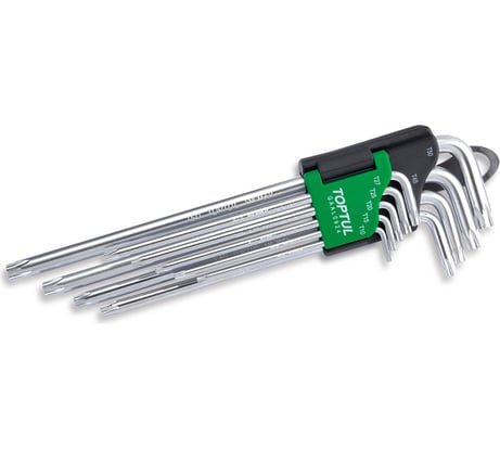 Набор экстрадлинных Г-образных ключей TOPTUL Torx T10-T50 9 предметов GAAL0924