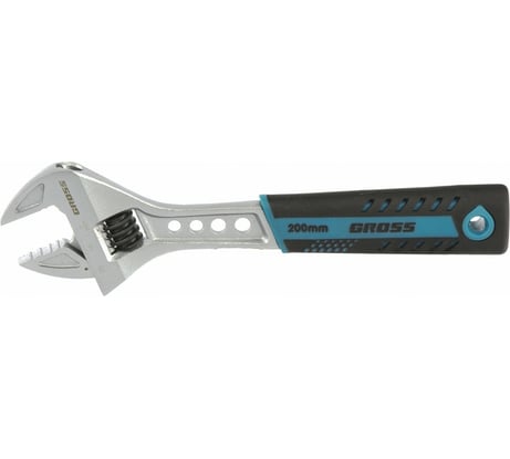 Разводной ключ GROSS 200 мм CrV, двухкомпонентная ручка 15561