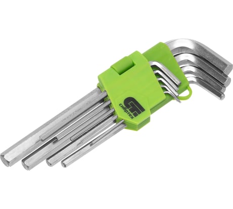 Набор удлиненных имбусовых ключей HEX, 1.5-10мм, 45Х, 9 шт, никель СИБРТЕХ 12318