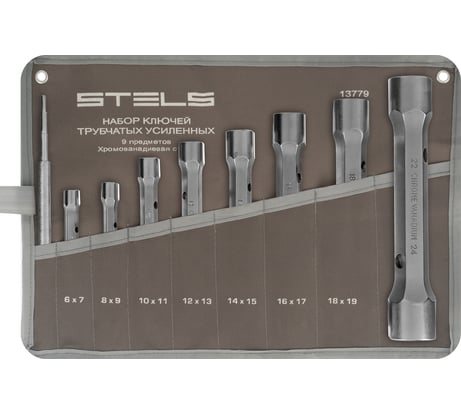 Набор торцевых усиленных ключей-трубок 9шт, CrV STELS 13779