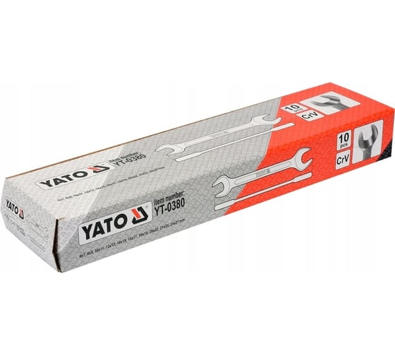 Набор рожковых ключей YATO 6-27 мм, сатинирование, 10 шт. YT-0380