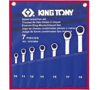 Набор комбинированных трещоточных ключей 10-19мм 7шт KING TONY 12107MRN