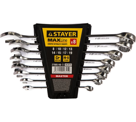 Набор комбинированных гаечных ключей 8-19мм, 8шт STAYER MASTER 27085-H8